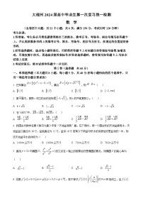 云南省大理州2024届高三毕业生第一次复习统一检测数学试题
