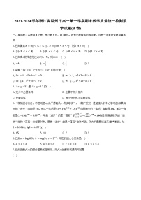 2023-2024学年浙江省温州市高一第一学期期末教学质量统一检测数学试题(B 卷)（含解析）