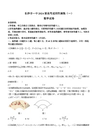 湖南省湖南省长沙市第一中学2024届高三下学期高考适应性演练(一）数学试题