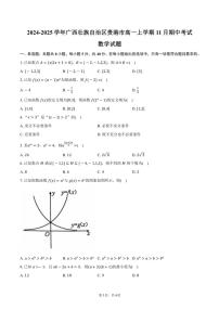2024～2025學(xué)年廣西壯族自治區(qū)貴港市高一(上)期中數(shù)學(xué)試卷(含答案)