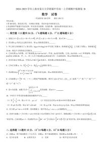上海市楊浦區(qū)復(fù)旦大學(xué)附屬中學(xué)2024~2025學(xué)年高一(上)期中檢測卷(B)數(shù)學(xué)試卷(含答案)