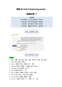 【01-暑假?gòu)?fù)習(xí)】專題04 Exploring  poetry -2025年新高二英語(yǔ)暑假銜接講練 (譯林版)（含答案）