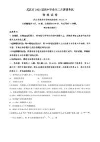 湖北省武汉市2023届高三年级二月调研考试物理试卷+答案