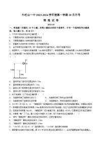 北京市顺义牛栏山第一中学实验学校2023-2024学年高一上学期10月月考物理试题