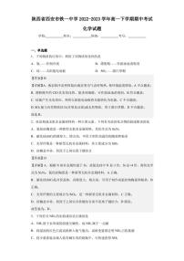 2022-2023学年陕西省西安市铁一中学高一下学期期中考试化学试题（解析版）