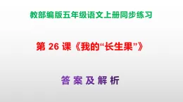 部编版五年级語文上册第 26 课《我的“长生果”》同步練習A3+A4+答案及解析課件PPT