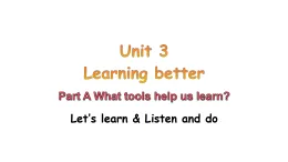 2026年春人教版三年級英語下冊Unit 3 Learning better第2課時 A Let's learn & Listen and do課件