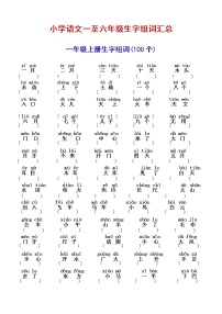 小学语文一至六年级生字组词练习题