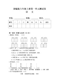 人教部编版六年级上册第一单元单元综合与测试单元测试练习