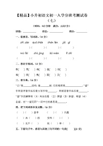 【优质】人教部编版 小升初语文初一入学分班考测试卷（七）（含答案）