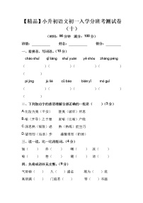 【优质】人教部编版 小升初语文初一入学分班考测试卷（十）（含答案）