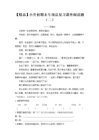 【优质】人教部编版 小升初语文专项总复习课外阅读题（二）（含答案）