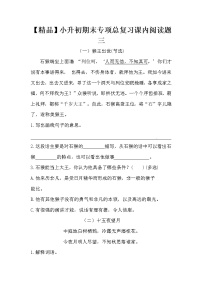 【优质】人教部编版 小升初语文期末专项总复习课内阅读题三（5篇）（含答案）