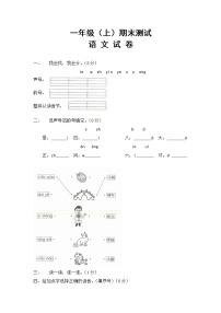 人教部编版一年级语文上册期末试卷（9）（有答案）