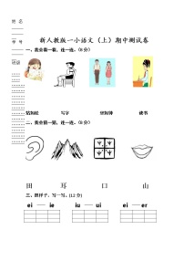 部编版一上语文期中考试卷 (2)