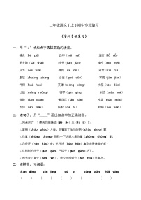 统编版语文二年级上册期中专项复习——字词（含答案）