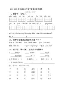 语文二年级下学期期末试卷 2020-2021学年（部编版，含答案，PDF版）