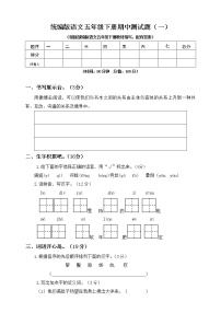 人教部编版 五年级下册语文期中模拟卷（1）（含答案）