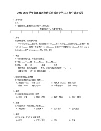 2020-2021学年浙江温州龙湾区外国语小学三上期中语文试卷