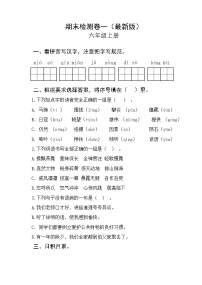 部编版六年级语文上册期末检测卷一 无答案(最新版)