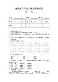 部编版六年级语文上册期中测试卷(含答案2)