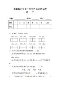 小学语文人教部编版六年级下册第四单元单元综合与测试单元测试练习