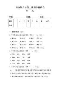 部编版六年级语文上册期中测试卷及答案 1