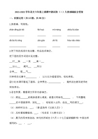 2021-2022学年语文六年级上册期中测试卷（二）人教部编版含答案