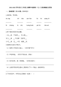 2021-2022学年语文三年级上册期中检测卷（七）人教部编版含答案