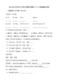 2021-2022学年语文六年级上册期中检测卷（九）人教部编版含答案