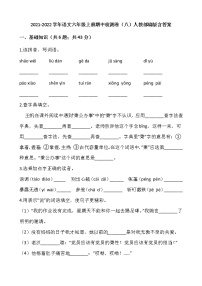 2021-2022学年语文六年级上册期中检测卷（八）人教部编版含答案