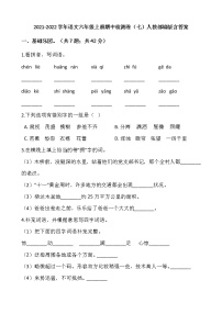 2021-2022学年语文六年级上册期中检测卷（七）人教部编版含答案