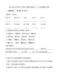 2021-2022学年语文六年级上册期中测试卷（二）人教部编版含答案