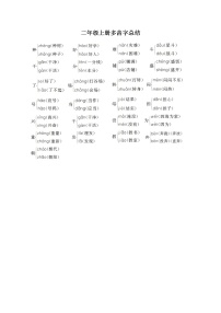 2021年部编版小学语文2年级上册期末复习《多音字汇总》 学案