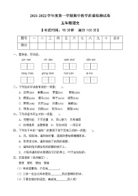 统编版五年级语文上册期中质量检测试卷（B卷含答案）