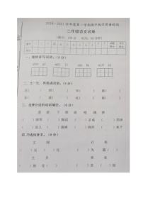 吉林省松原市扶余市三义学校2020-2021学年第一学期二年级语文期中试题 （图片版，无答案）