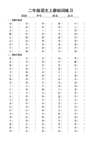 小学语文部编版二年级上册易错字同音字形近字组词专项练习