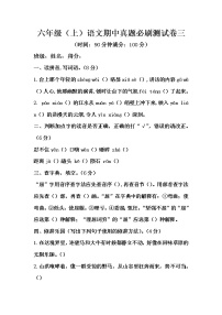 【期末必备】2021-2022学年度部编版六年级语文上册期中 必刷测试卷三（含答案）