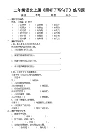 小学语文部编版二年级上册《照样子写句子》专项练习题（各个题型都有，附参考答案）