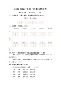 期末测试卷 六年级上册语文 （部编版，有答案）