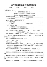 小学语文部编版二年级上册期末阅读理解专项练习（附参考答案）2