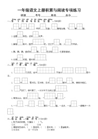 小学语文部编版一年级上册期末积累与阅读专项练习（常考题型，附参考答案）