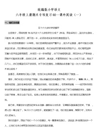 统编版小学语文六年级上册期末专项复习02—课外阅读（一）（含答案）