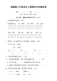 部编人教版三年级语文上册《期末考试》测试题小学考试试题试卷配套测试卷11