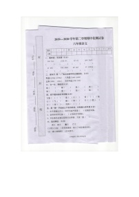 六年级语文下册试题河南省郸城县2019-2020年第二学期期中检测卷（图片版无答案）部编版