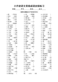 小学语文小升初易错成语改错练习（共100例，附参考答案和成语解释）