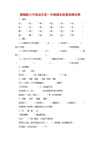 人教部编版六年级语文上册 第一学期期末考试复习质量综合检测试题测试卷 (75)