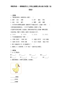 寒假作业——部编版语文三年级上册第五单元练习试题(含答案)