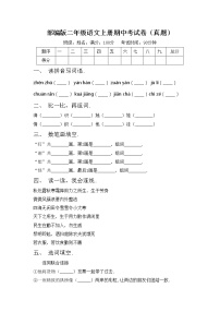 部编版二年级语文上册期中考试卷（真题）