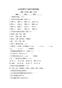 五年级语文下册期中模拟试题--含答案